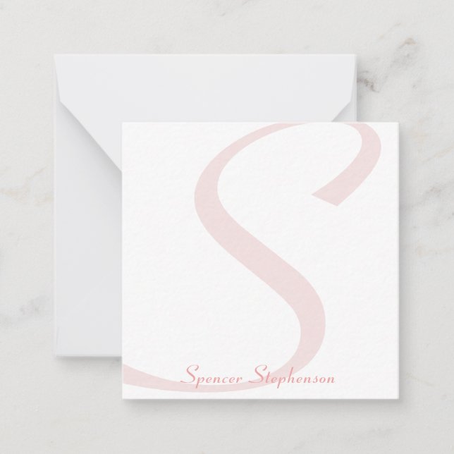 Stilvolle Monogram Blush Pink Minimalistisch Mitteilungskarte (Vorderseite)
