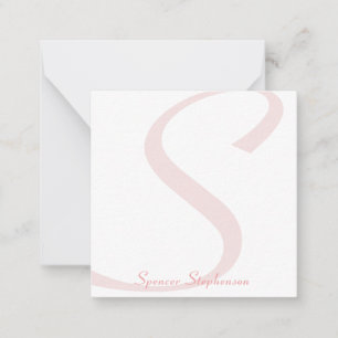 Stilvolle Monogram Blush Pink Minimalistisch Mitteilungskarte