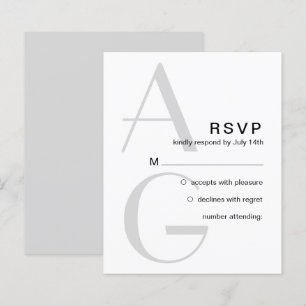 Stilvolle Monogram. Einfache moderne Hochzeit RSVP