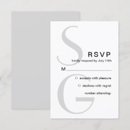 Stilvolle Monogram. Einfache moderne Hochzeit RSVP Karte