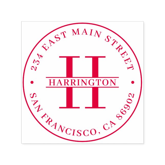 Stilvolle Monogram Familienname Runde Rücksendeadr Permastempel (Design)