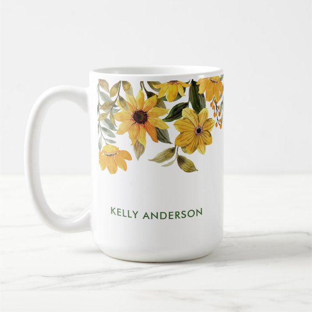 Stilvolle Monogram, gelb Kaffeetasse (Links)