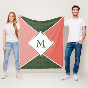 Stilvolle MONOGRAM Geometrische Watermelon Farben Fleecedecke
