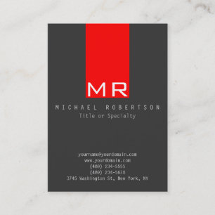 Stilvolle Monogram Gray Red Clean Business Card Visitenkarte