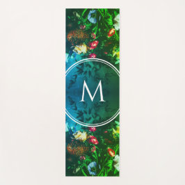 Stilvolle Monogram GREEN Floral Bouquet Yogamatte