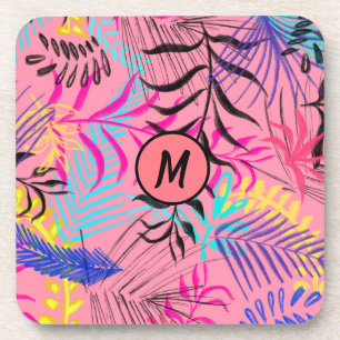 Stilvolle Monogram Illustration Abstrakte Blume Getränkeuntersetzer