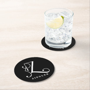Stilvolle Monogram Initial Z, Nachname bearbeitbar Runder Pappuntersetzer