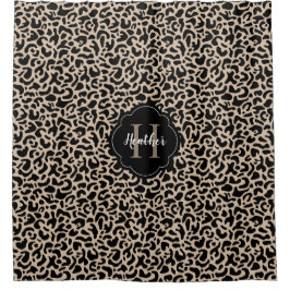 Stilvolle Monogram Leopard Print Duschvorhang