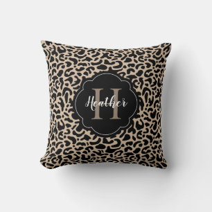 Stilvolle Monogram Leopard Print Throw Kissen