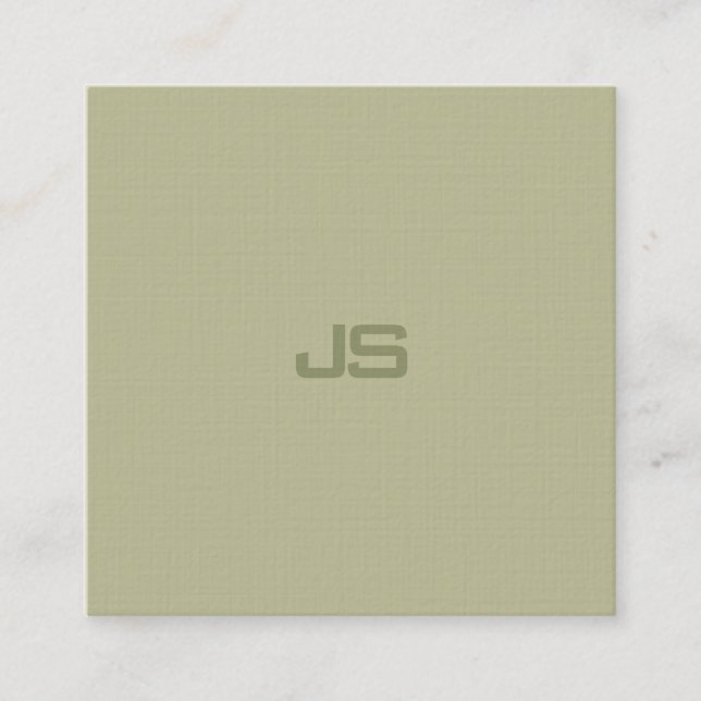 Stilvolle Monogram Modern Design Trendy Green Luxe Quadratische Visitenkarte (Vorderseite)