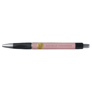 Stilvolle Monogram Moderne Elegant Rosa Gold Kugelschreiber