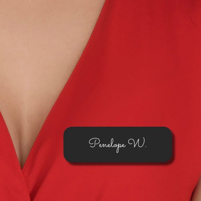 Stilvolle Monogram Moderne Minimalistische Schwarz Namensschild (Von Creator hochgeladen)