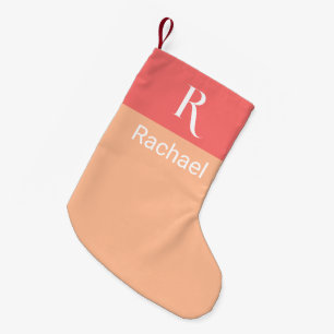 Stilvolle Monogram Name Peach Kleiner Weihnachtsstrumpf