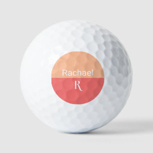 Stilvolle Monogram Name Peach Typografy Golfball
