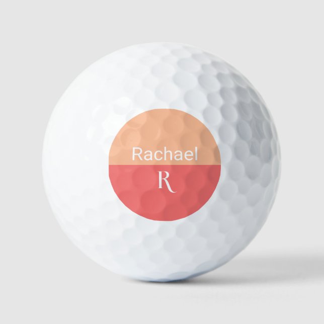 Stilvolle Monogram Name Peach Typografy Golfball (Vorderseite)