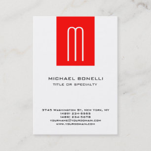 Stilvolle Monogram Red White Chubby Business Card Visitenkarte