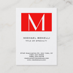 Stilvolle Monogram Red White Simple Business Card Visitenkarte