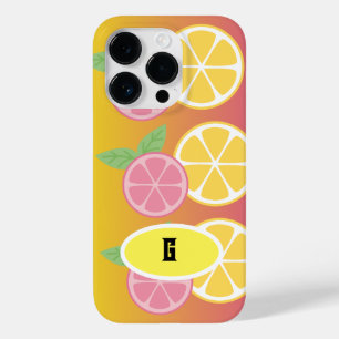 Stilvolle Monogram, rosa und gelb Case-Mate iPhone 14 Pro Hülle