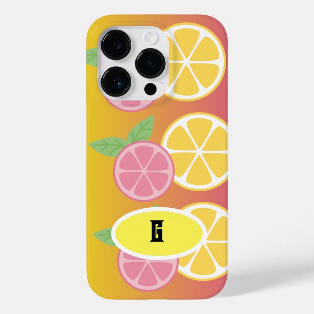 Stilvolle Monogram, rosa und gelb Case-Mate iPhone Hülle (Rückseite)