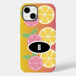 Stilvolle Monogram, rosa und gelb Case-Mate iPhone 14 Hülle