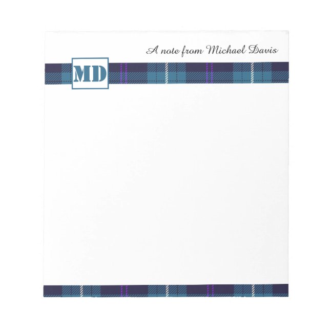 Stilvolle Monogram Script Name Personalisiert Tart Notizblock (Vorderseite)