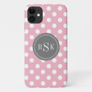 Stilvolle Monogram Trio Pink Polka Dots Case-Mate iPhone Hülle