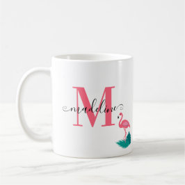 Stilvolle monogram Tropical Blätter Hot Pink Flami Kaffeetasse