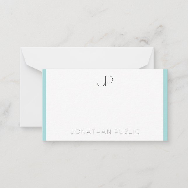 Stilvolle Monogram-Vorlage Minimalistisches Elegan Mitteilungskarte (Vorderseite)