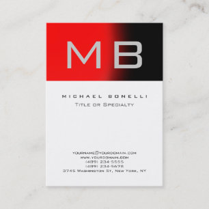 Stilvolle Monogram White Gray Red Business Card Visitenkarte
