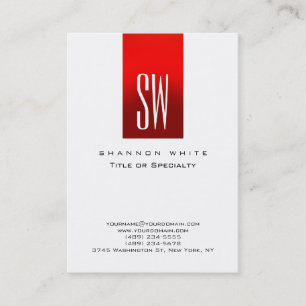 Stilvolle Monogram White Red Modern Visitenkarte