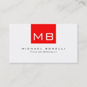 Stilvolle Monogram White Red Trendy Business Card Visitenkarte