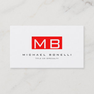 Stilvolle Monogram White Red Trendy Business Card Visitenkarte