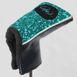 Stilvolle Monogramm Aqua aquamarin Glitzer Name sc Golf Headcover
