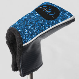 Stilvolle monogramm blauer Glitzer schwarz Golf Headcover