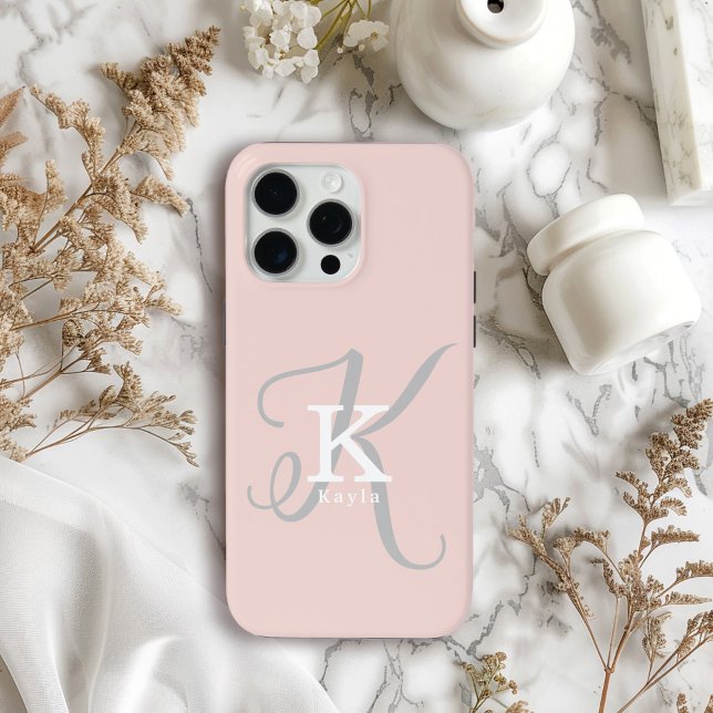 Stilvolle Monogramm Feminine Blush Pink Case-Mate iPhone Hülle (Von Creator hochgeladen)