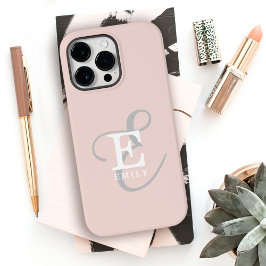 Stilvolle Monogramm Feminine Blush Pink Case-Mate iPhone 14 Pro Max Hülle