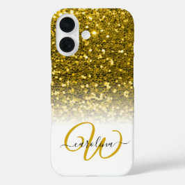 Stilvolle monogramm goldene Glitzer-Bezeichnung we iPhone 16 Hülle