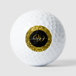 Stilvolle monogramm goldene Glitzer schwarz Golfball