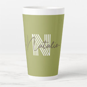 Stilvolle Monogramm-Initial- und Kalligraphie-Oliv Milchtasse