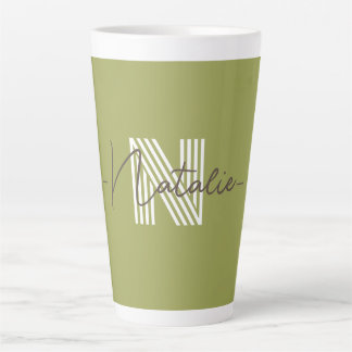 Stilvolle Monogramm-Initial- und Kalligraphie-Oliv Milchtasse