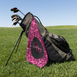Stilvolle monogramm rosa Glitzer Name schwarz Golfhandtuch
