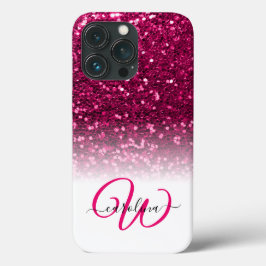 Stilvolle monogramm rosa Glitzer Name weiß Case-Mate iPhone Hülle