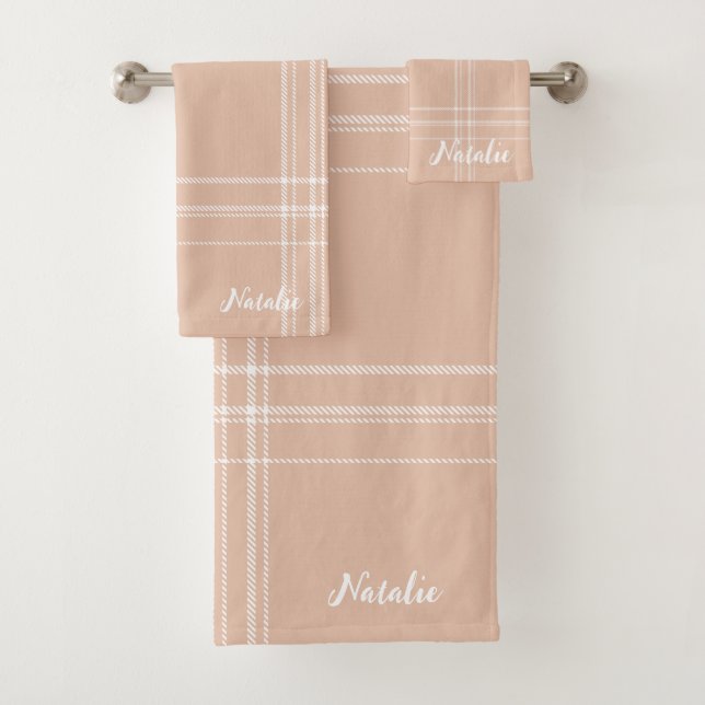Stilvolle monogramm tartan moderne Text-Design pin Badhandtuch Set (Insitu)