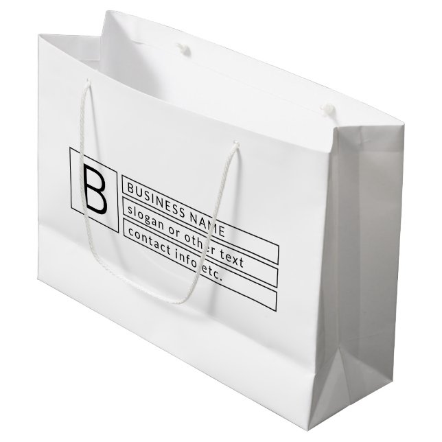 Stilvolle Monogramm und Firmenname (oder anderer T Große Geschenktüte (Vorderseite Schrägansicht)