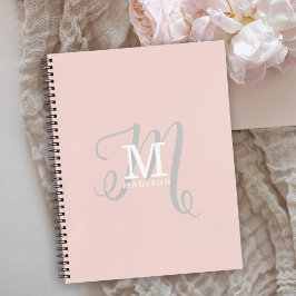 Stilvolle Monogramm und Name Kalligrafie Pink Notizbuch
