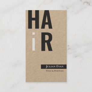 Stilvolle Monotone Kraft Hairdresser Business Card Visitenkarte