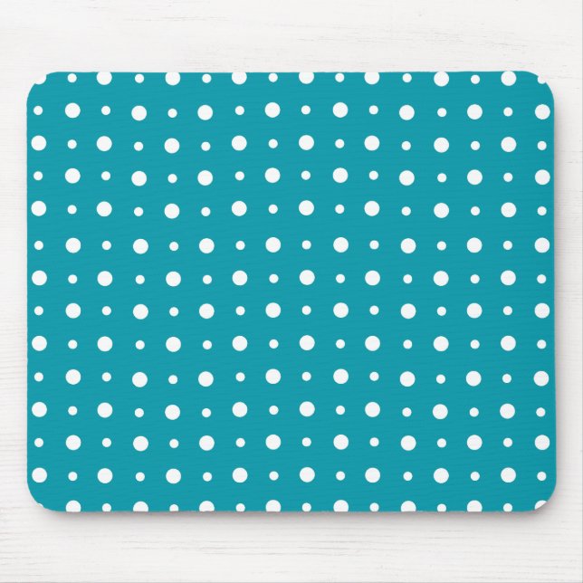 Stilvolle Mousepad, weiße Polka Dots, Aquamarin Mousepad (Vorne)