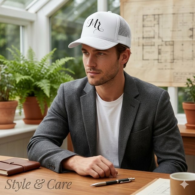 Stilvolle Mr. Text Hat - Groom Trucker Cap Geschen Truckerkappe (Stylish Mr. Text Hat – Groom Trucker Cap Gift)