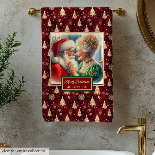 Stilvolle Mr. und Mrs. Claus Red Festive Bath Hand Badhandtuch Set (Stylish Mr. and Mrs. Claus Red Festive Bath Towel)