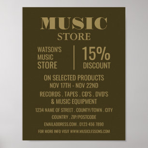 Stilvolle Musik Store-Werbung Poster